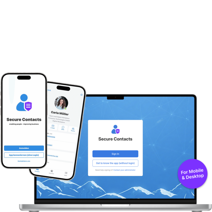 Secure Contacts auf Smartphone und Desktop